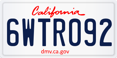 CA license plate 6WTR092