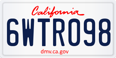 CA license plate 6WTR098
