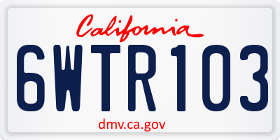 CA license plate 6WTR103