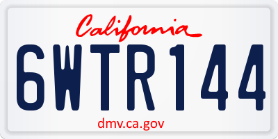 CA license plate 6WTR144