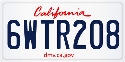 CA license plate 6WTR208