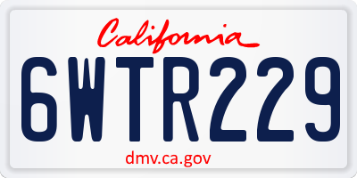 CA license plate 6WTR229