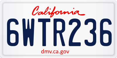 CA license plate 6WTR236