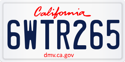 CA license plate 6WTR265