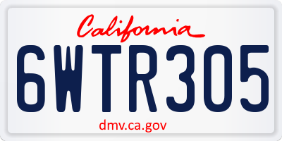 CA license plate 6WTR305
