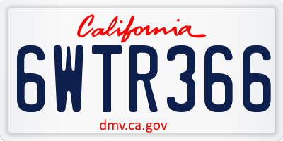 CA license plate 6WTR366
