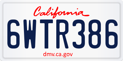 CA license plate 6WTR386