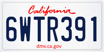 CA license plate 6WTR391