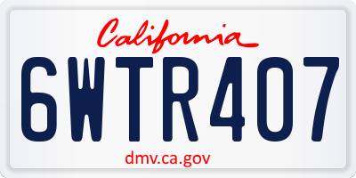 CA license plate 6WTR407
