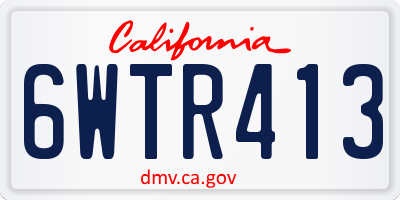 CA license plate 6WTR413