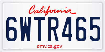 CA license plate 6WTR465