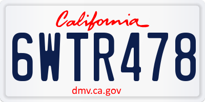 CA license plate 6WTR478