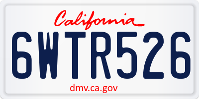 CA license plate 6WTR526