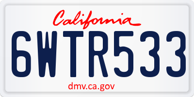 CA license plate 6WTR533