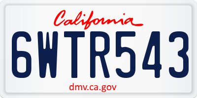 CA license plate 6WTR543