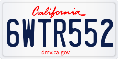 CA license plate 6WTR552