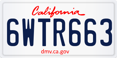 CA license plate 6WTR663