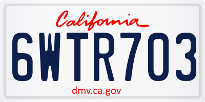 CA license plate 6WTR703