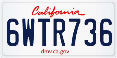 CA license plate 6WTR736
