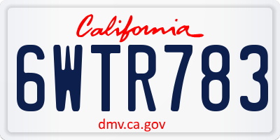 CA license plate 6WTR783