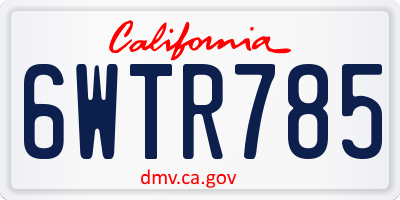 CA license plate 6WTR785