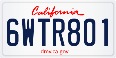 CA license plate 6WTR801