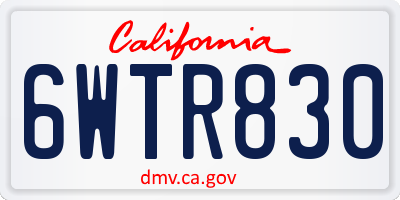 CA license plate 6WTR830