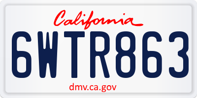 CA license plate 6WTR863