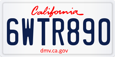 CA license plate 6WTR890