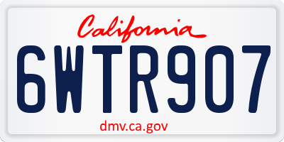 CA license plate 6WTR907