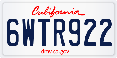 CA license plate 6WTR922