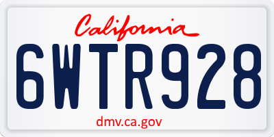 CA license plate 6WTR928
