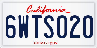 CA license plate 6WTS020