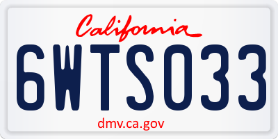 CA license plate 6WTS033