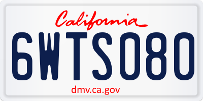 CA license plate 6WTS080
