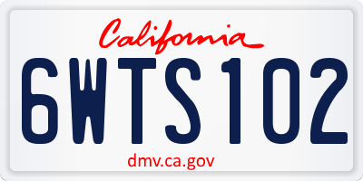CA license plate 6WTS102