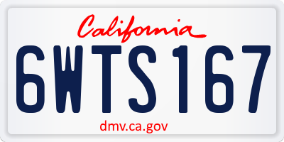 CA license plate 6WTS167