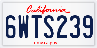 CA license plate 6WTS239
