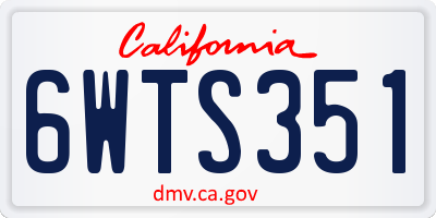 CA license plate 6WTS351