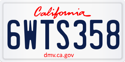CA license plate 6WTS358