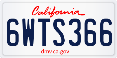 CA license plate 6WTS366