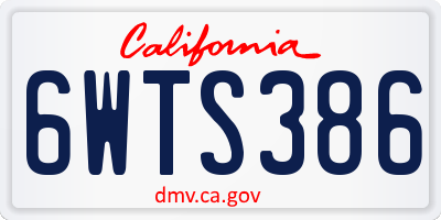 CA license plate 6WTS386