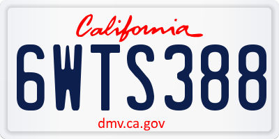 CA license plate 6WTS388