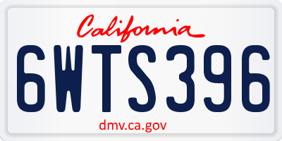 CA license plate 6WTS396