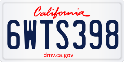 CA license plate 6WTS398