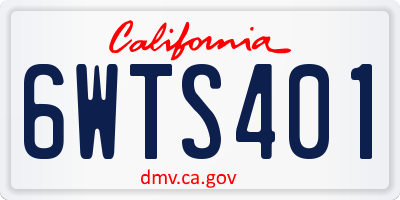 CA license plate 6WTS401