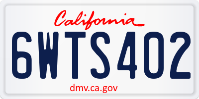CA license plate 6WTS402