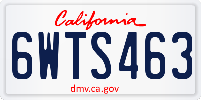 CA license plate 6WTS463