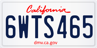 CA license plate 6WTS465
