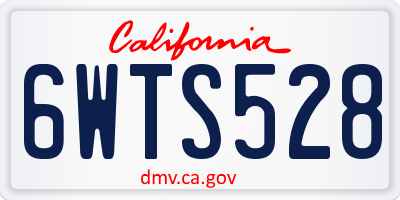 CA license plate 6WTS528